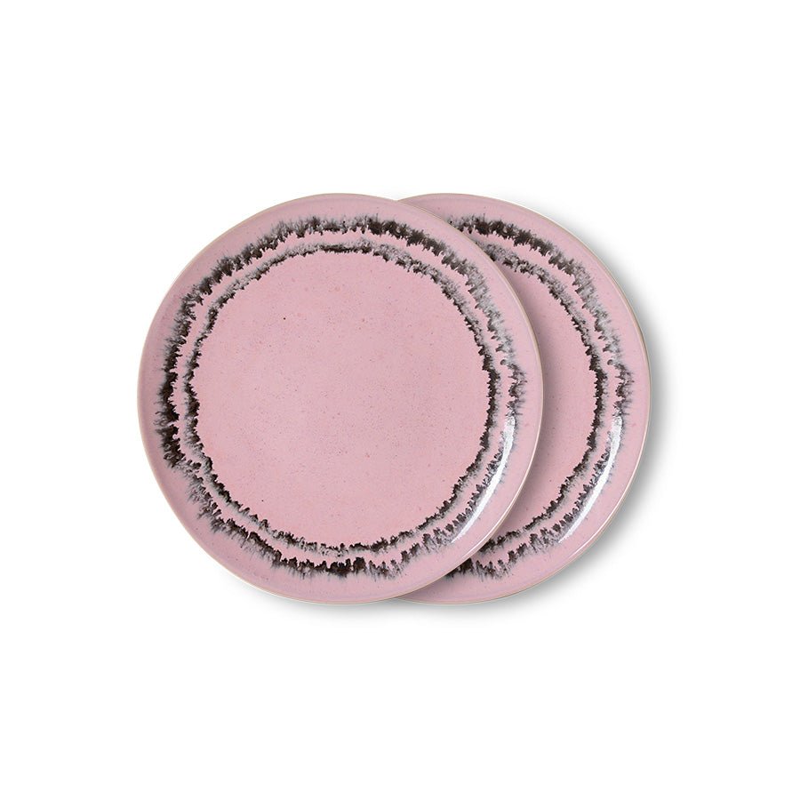 HKliving Teller Kuchenteller BLASE 70s Ceramics rosa 2er Set | 17,5x17,5x2cm - Sir Henrys