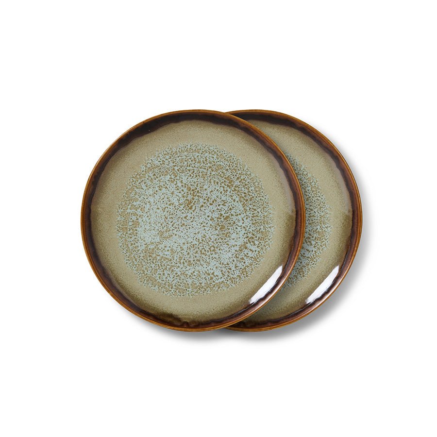 HKliving Teller Kuchenteller CONTRAST 70s Ceramics bunt 2er Set | Ø17,5x2cm - Sir Henrys