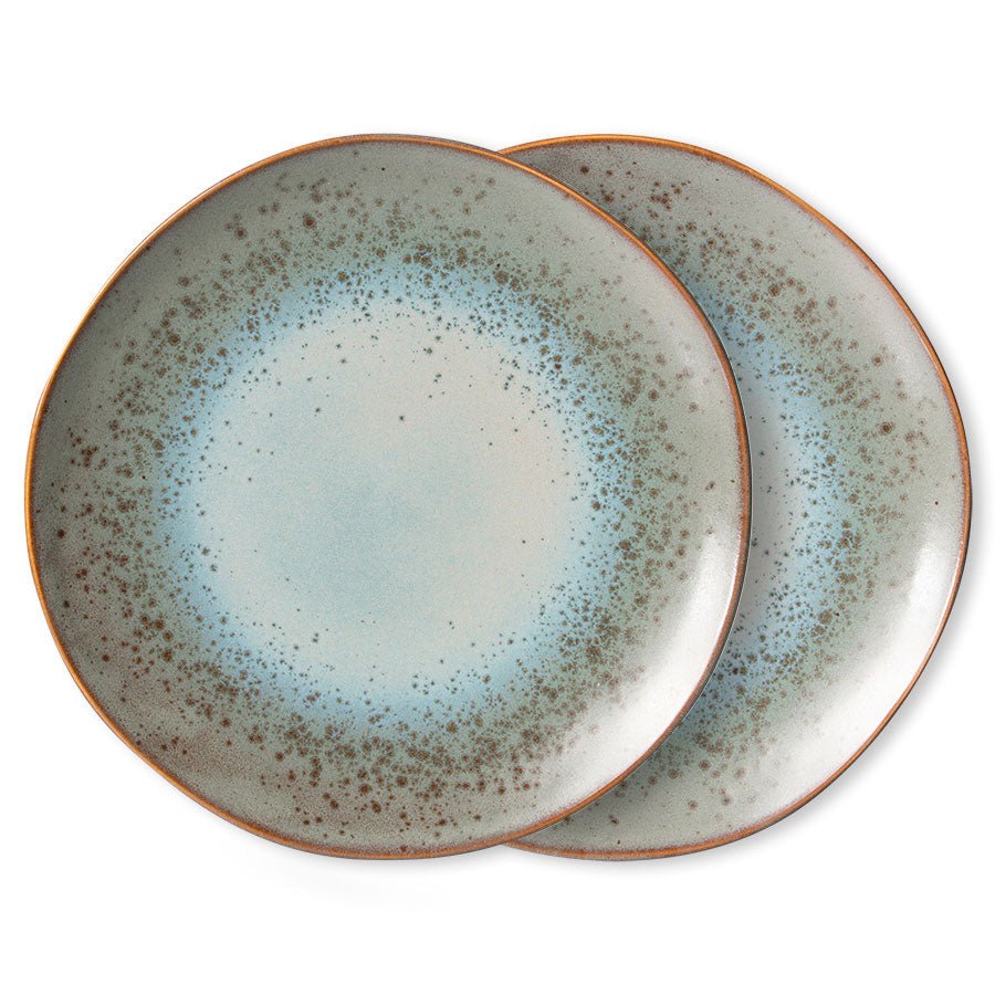 HKliving Teller MINERAL 70s Ceramics bunt 2er Set | Ø27,5x2cm - Sir Henrys