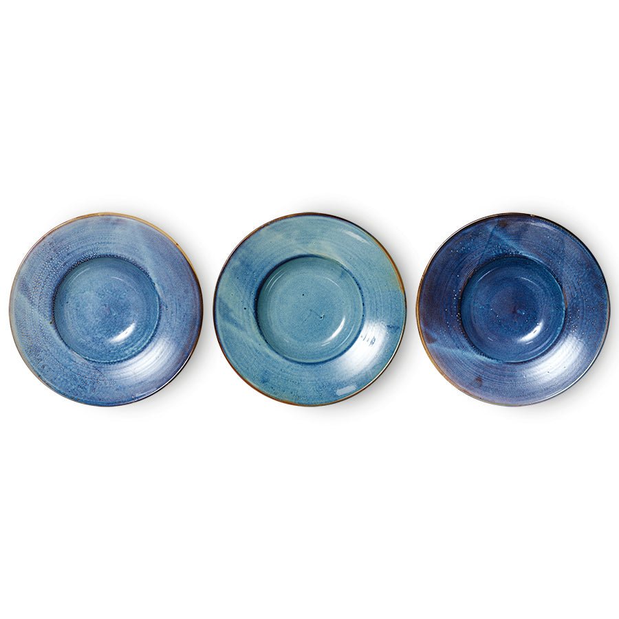HKliving Teller Pastateller RUSTIC BLUE Chef Ceramics blau | Ø28,5x5,8cm - Sir Henrys