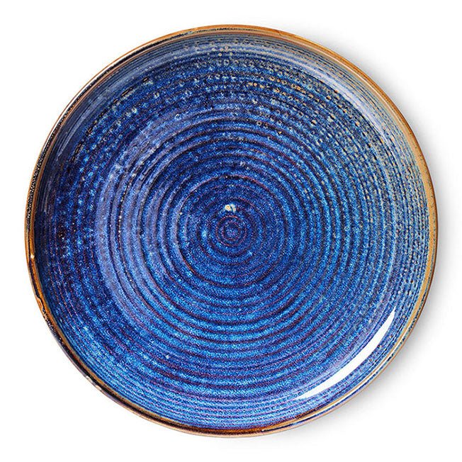 HKliving Teller RUSTIC BLUE Chef Ceramics blau | Ø26x3cm - Sir Henrys