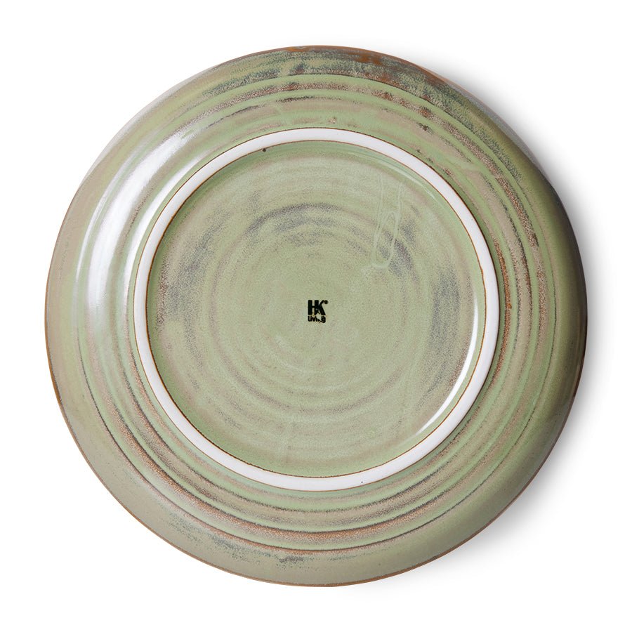 HKliving Teller tief L MOSS GREEN Chef Ceramics hellgrün | Ø21,5x4,8cm - Sir Henrys