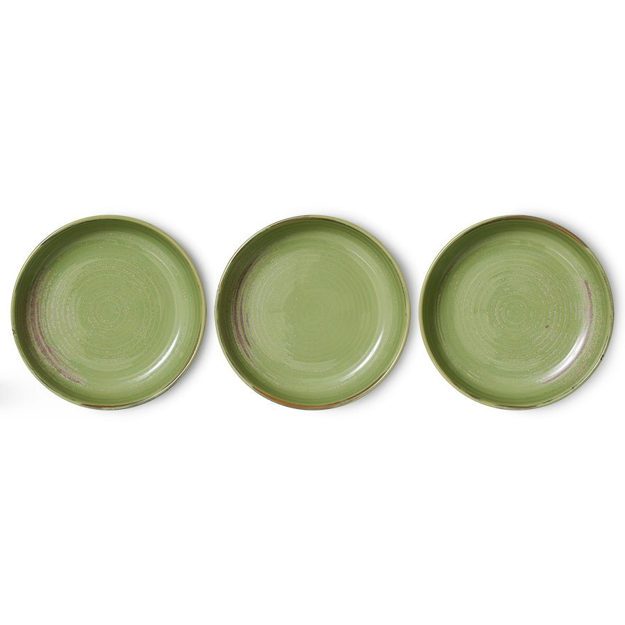 HKliving Teller tief L MOSS GREEN Chef Ceramics hellgrün | Ø21,5x4,8cm - Sir Henrys