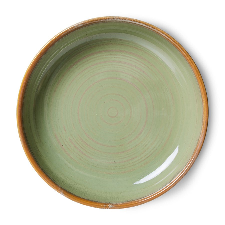 HKliving Teller tief L MOSS GREEN Chef Ceramics hellgrün | Ø21,5x4,8cm - Sir Henrys