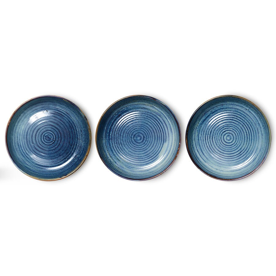 HKliving Teller tief L RUSTIC BLUE Chef Ceramics blau | Ø21,5x4,8cm - Sir Henrys