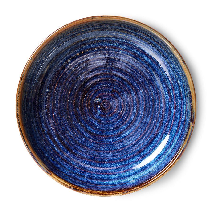 HKliving Teller tief L RUSTIC BLUE Chef Ceramics blau | Ø21,5x4,8cm - Sir Henrys
