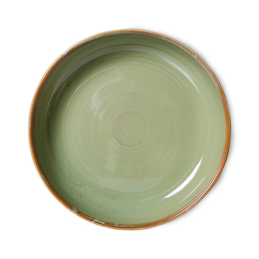 HKliving Teller tief M MOSS GREEN Chef Ceramics hellgrün | Ø19,3x4,3cm - Sir Henrys