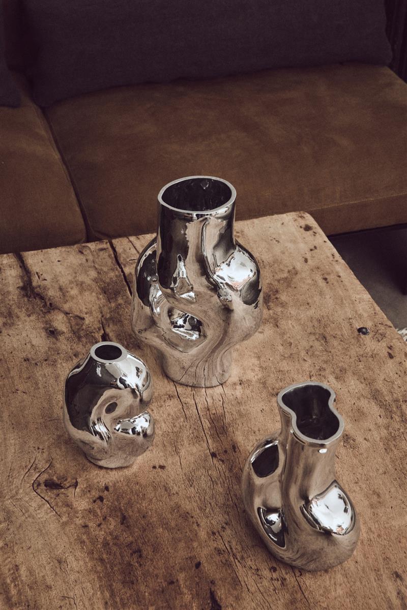 HKliving Vase GLEAM HIGH chrome silber | 20x15x32cm - Sir Henrys