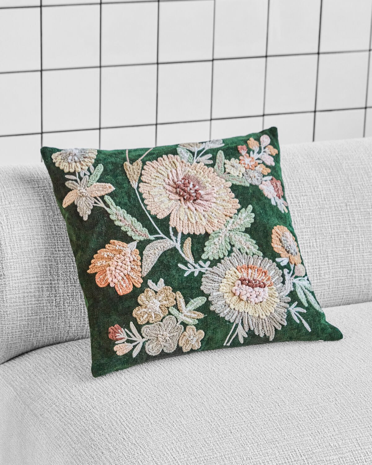 House Doctor Kissenbezug BOTA grün rose | 50x50cm - Sir Henrys