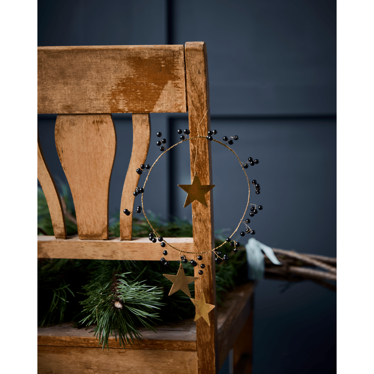 House Doctor Ornament Ring STAR schwarz,messing | Ø 15cm - Sir Henrys