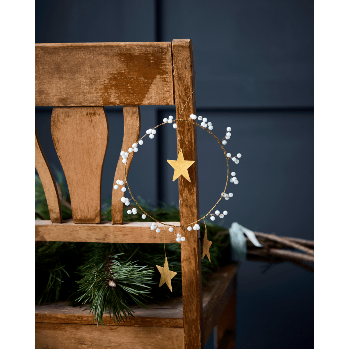House Doctor Ornament Ring STAR weiß messing | Ø 15cm - Sir Henrys