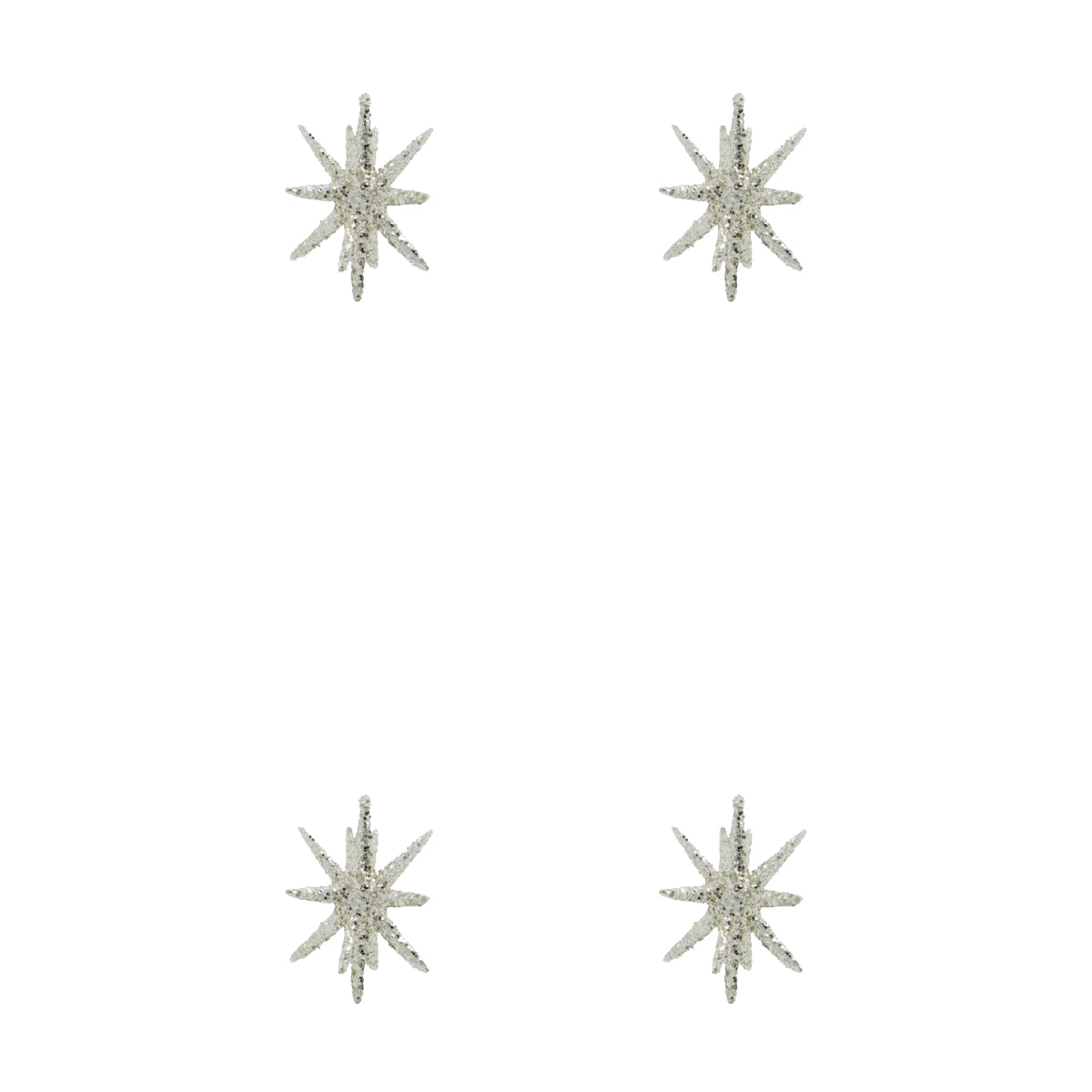House Doctor Ornamente SPIKE 4er Set silber klein glitzer | Ø 7,5 cm