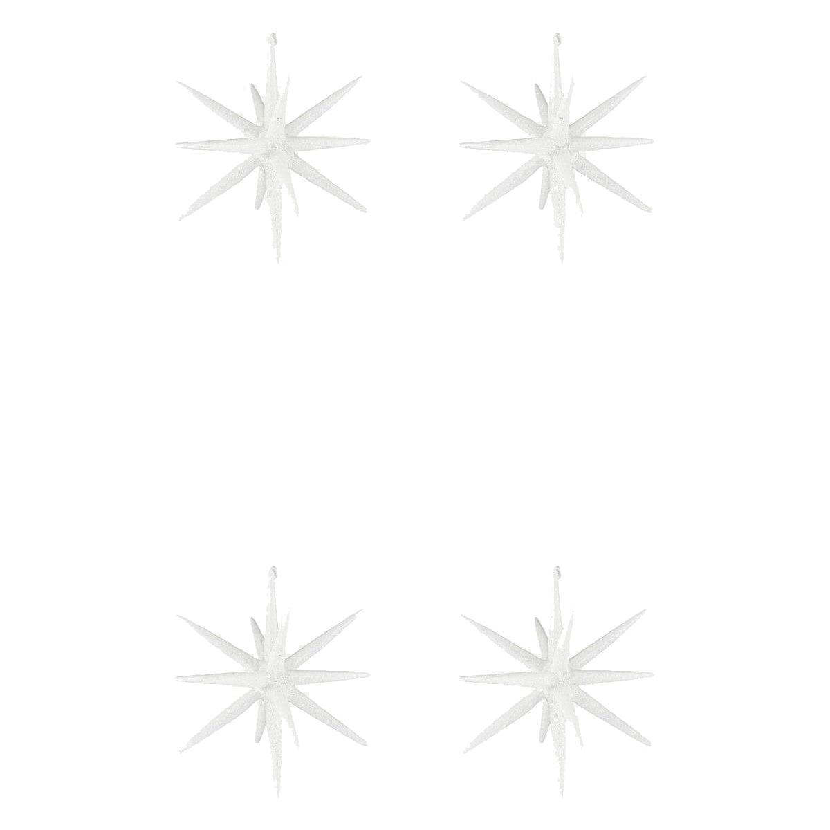House Doctor Ornamente 4er Set SPIKE weiß glitzer | Ø 12 cm
