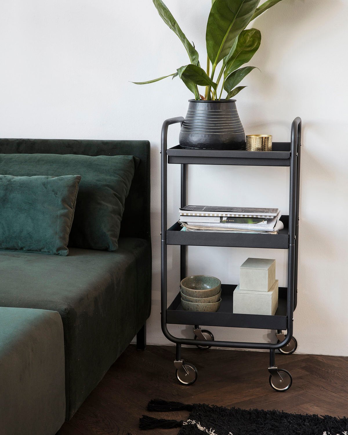 House Doctor Trolley ROLL schwarz | 42x38x85cm - Sir Henrys