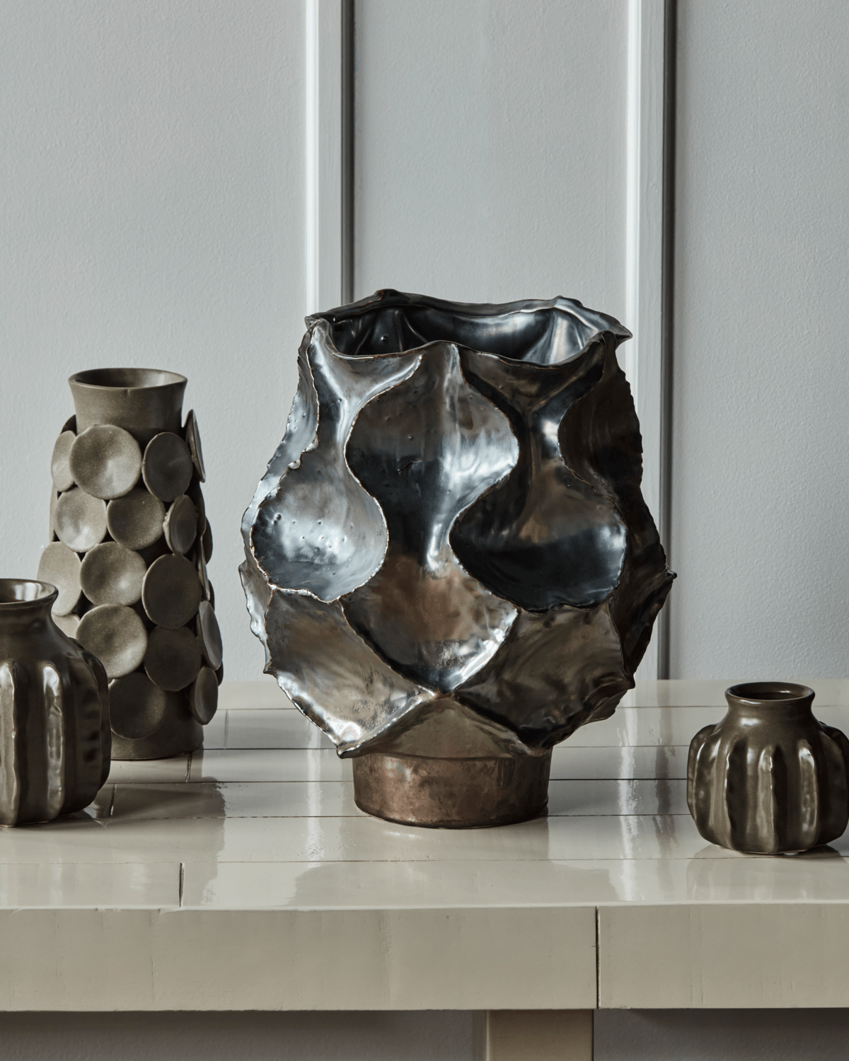 House Doctor Vase WAVES antik metall | 30x29,5x34cm - Sir Henrys