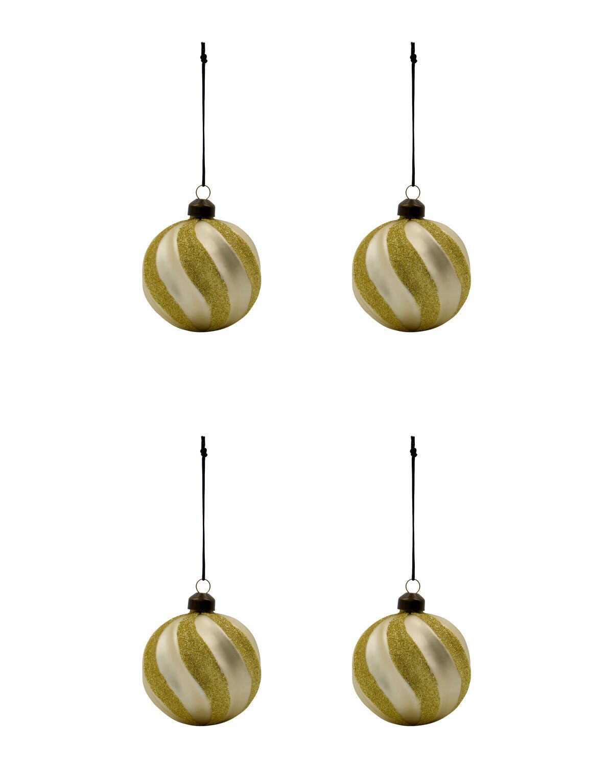 House Doctor Weihnachtskugel SWIRL champagner 4er Set | Ø 8cm - Sir Henrys