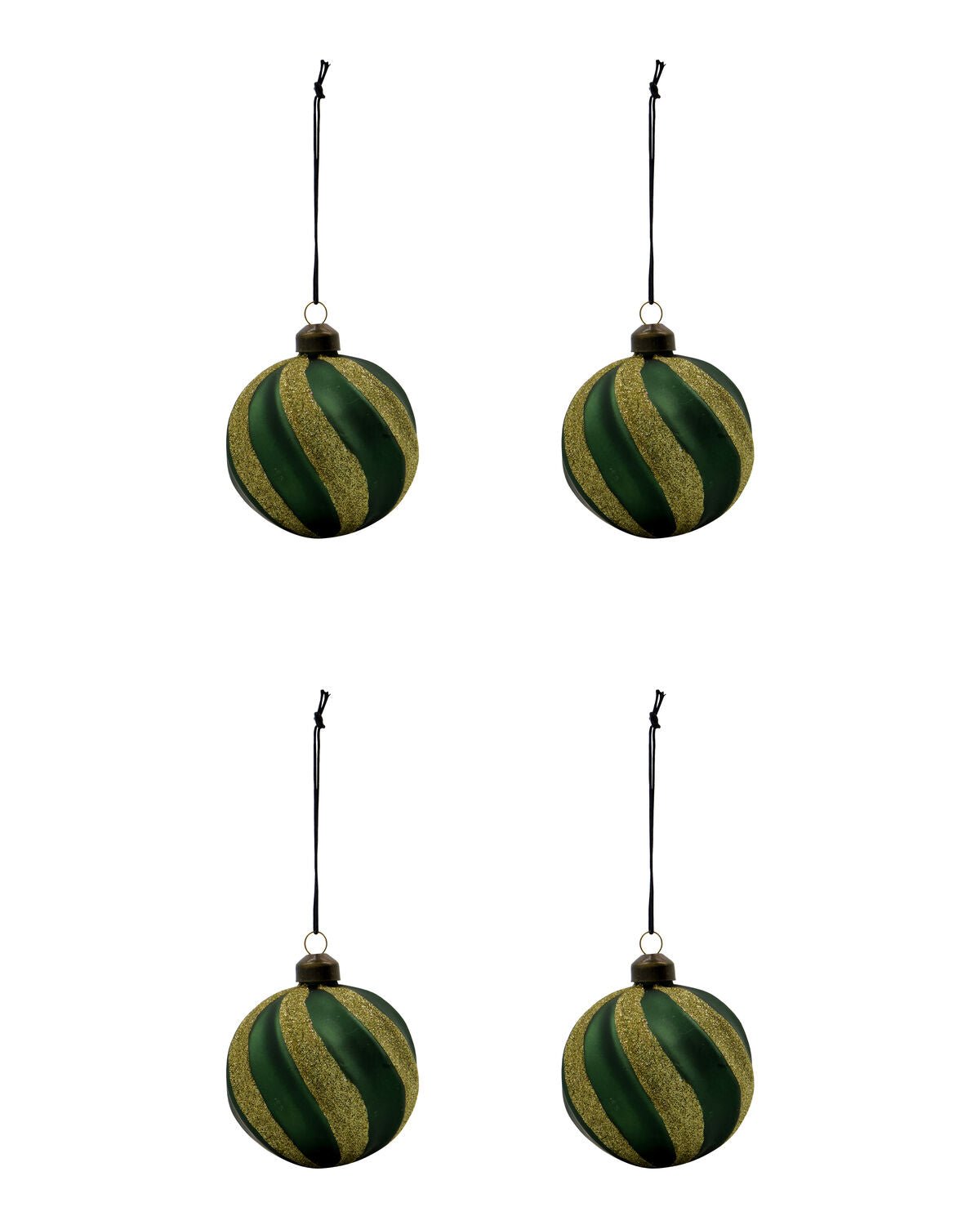 House Doctor Weihnachtskugel SWIRL grün 4er Set | Ø 8cm - Sir Henrys