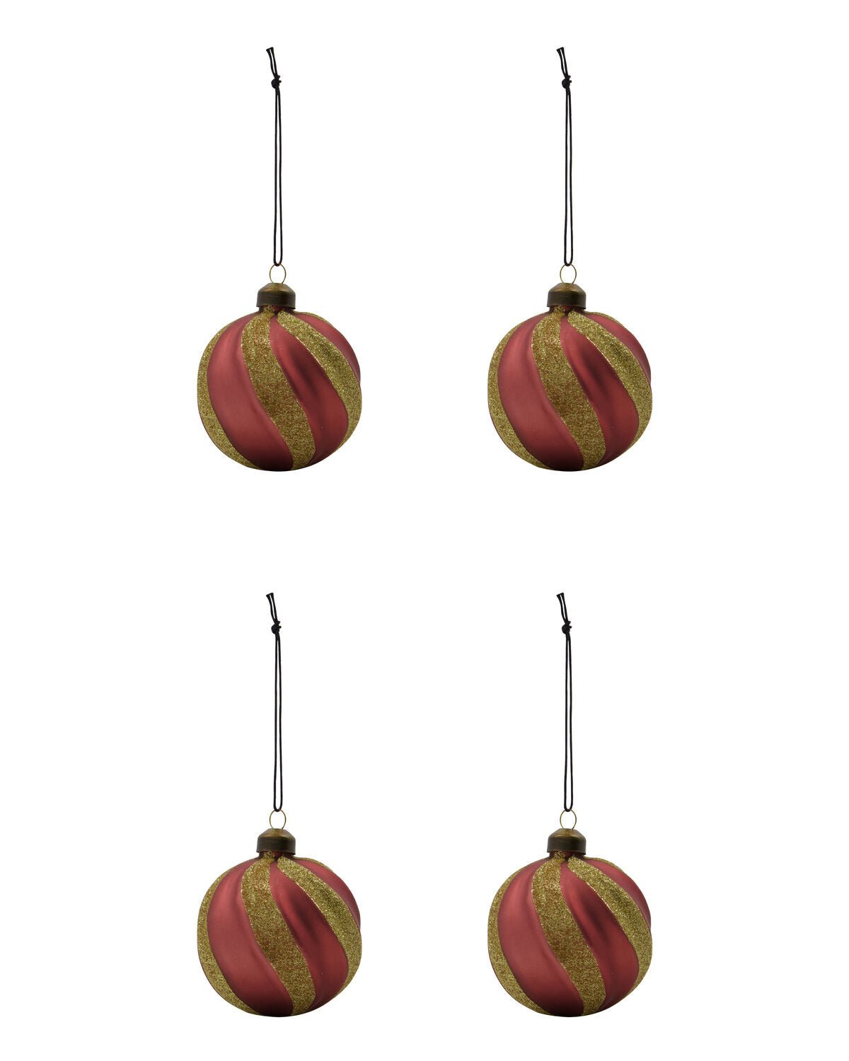 House Doctor Weihnachtskugel SWIRL rot 4er Set | Ø8cm - Sir Henrys