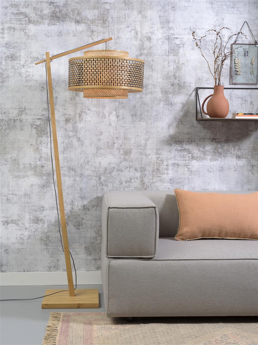 Good&Mojo Stehlampe BHUTAN natur schwarz | 73x50x176cm