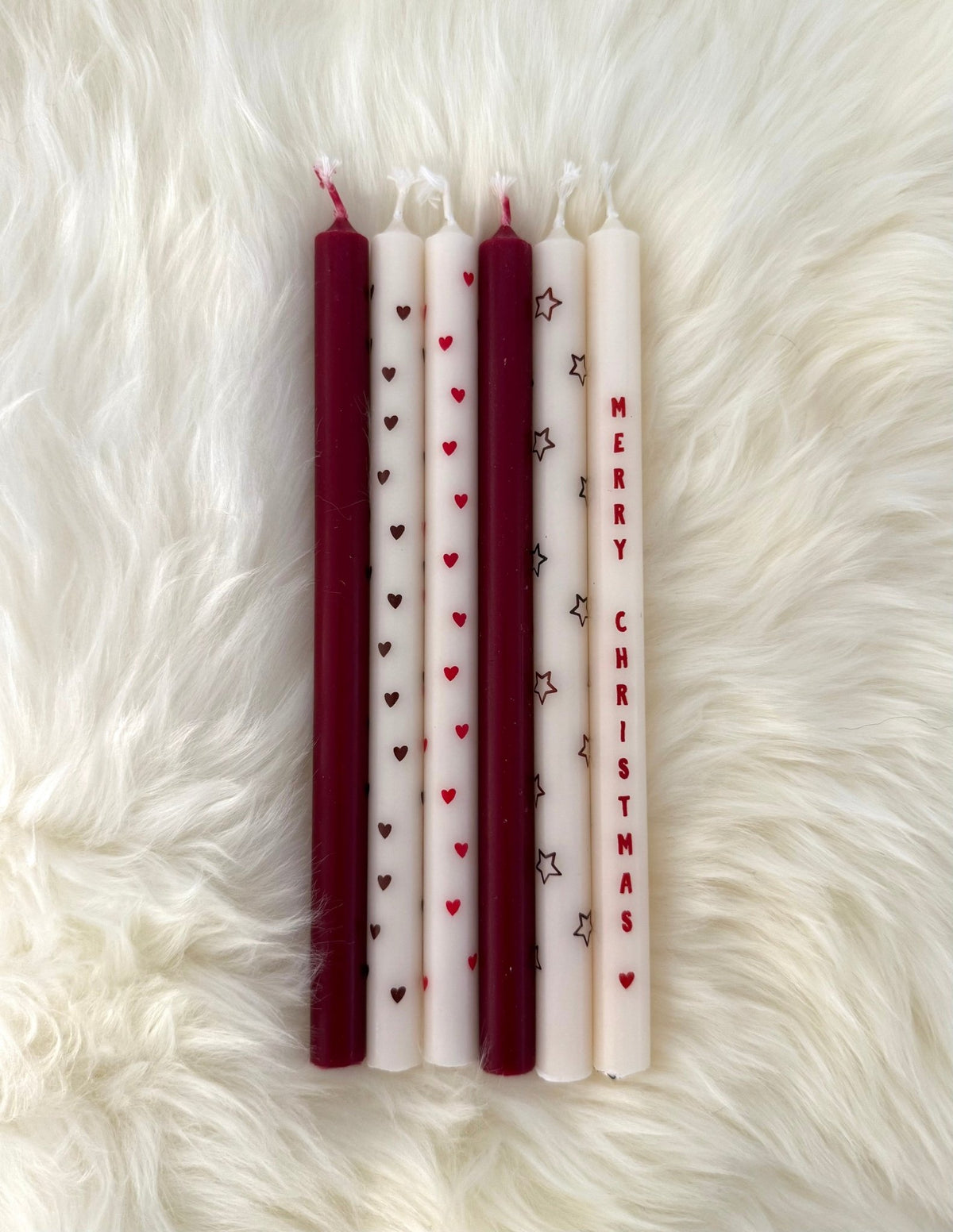 IB Laursen Kerze CELIA XMAS HEARTS 20cm 12er Set | Ø 1,3cm H20cm - Sir Henrys