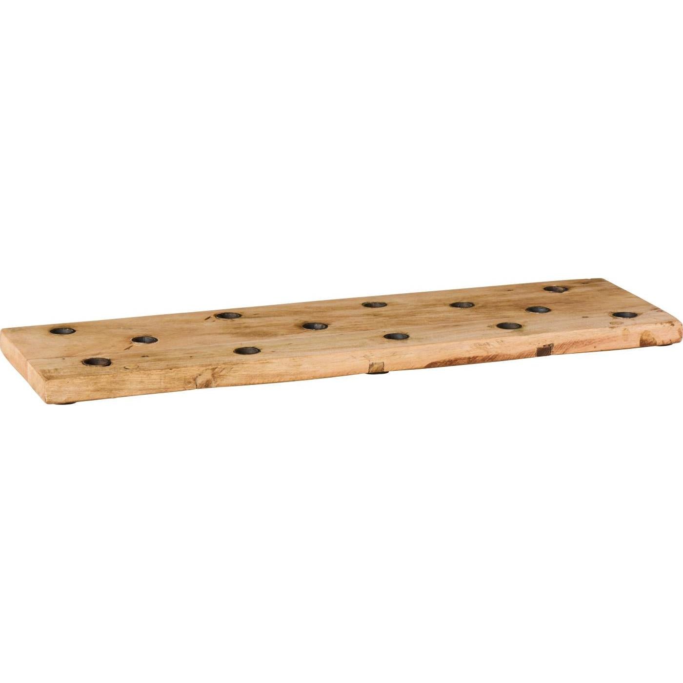 IB Laursen Kerzenhalter UNIKA Set Holzbrett mit 12 Kerzen |15x2x50cm - Sir Henrys
