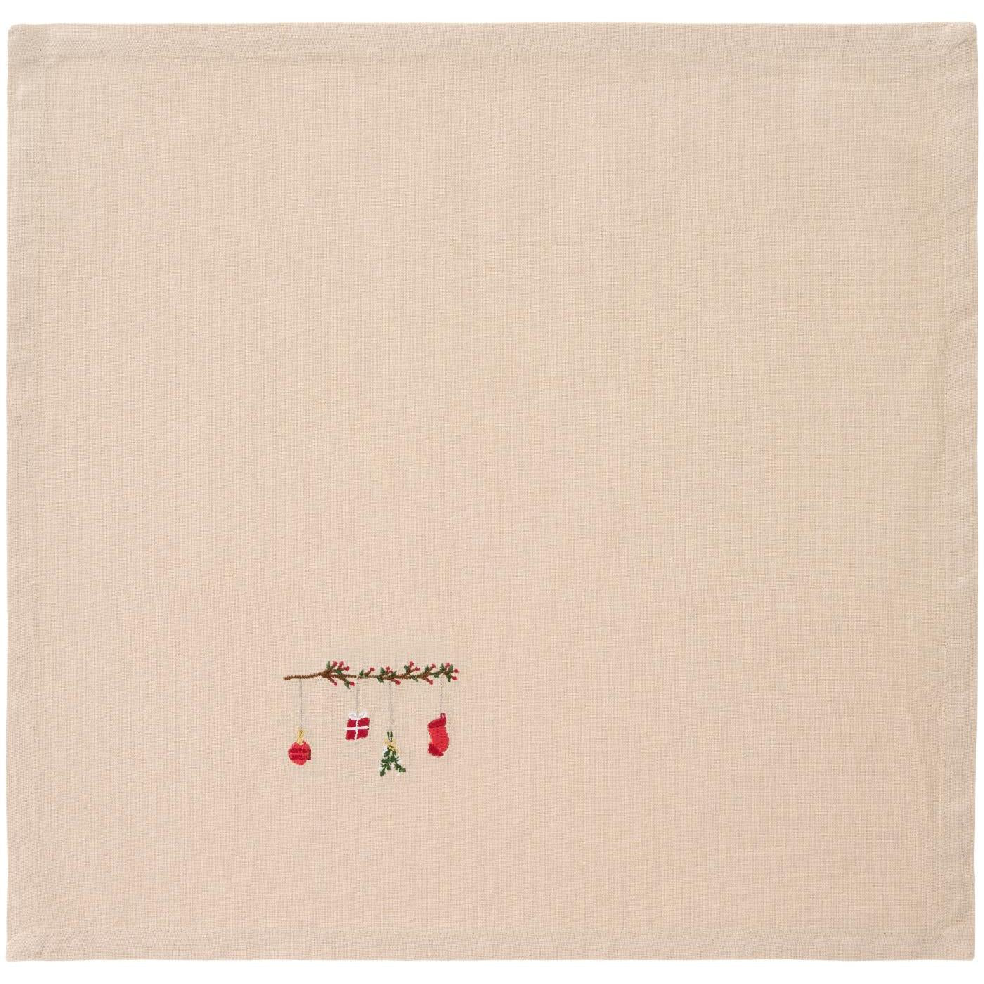 IB Laursen Serviette ZWEIG & KUGEL natur | 40x40cm - Sir Henrys