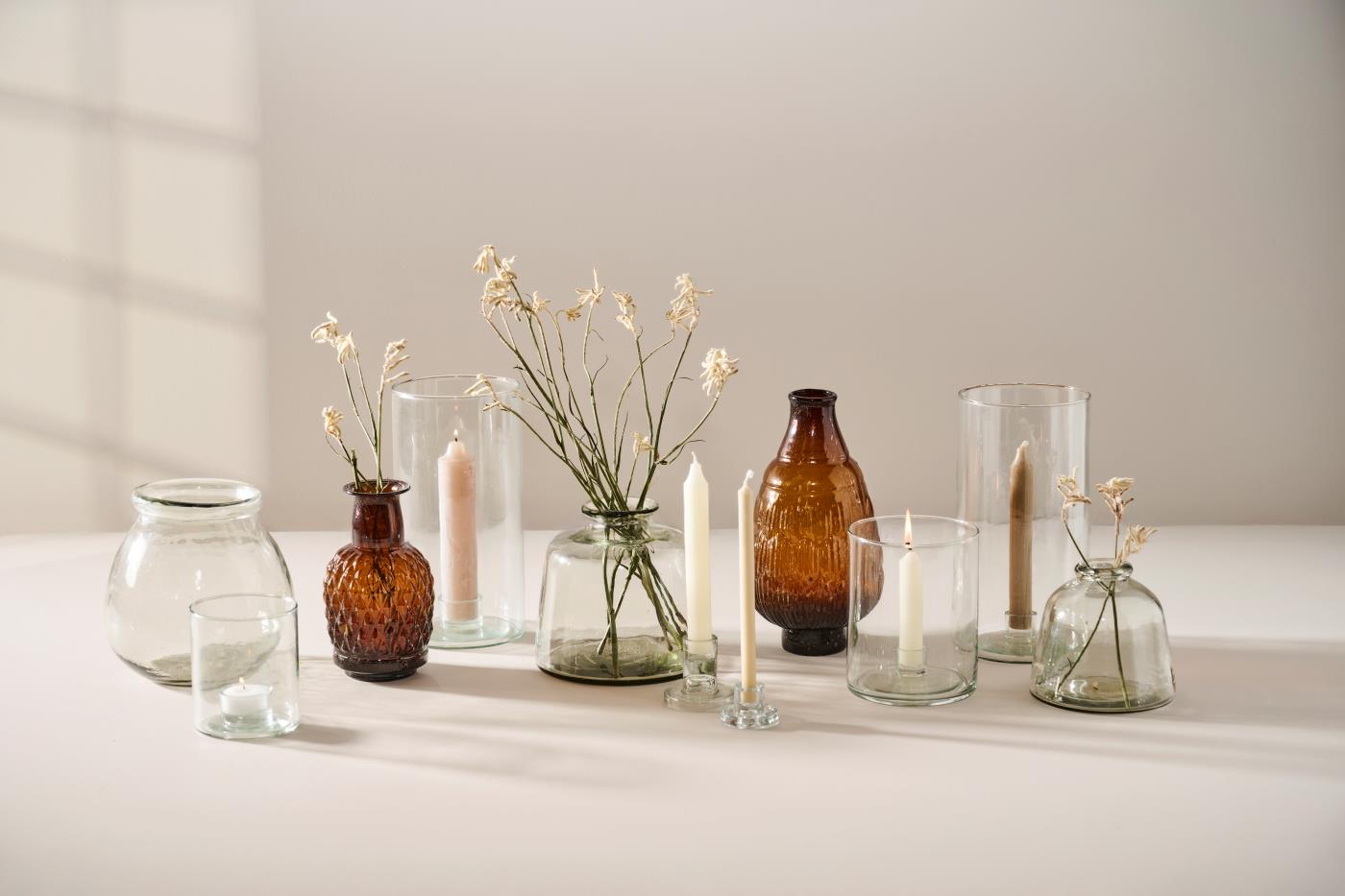 IB Laursen Windlicht GLAS Kerzenhalter fixiert für Stabkerze Ø3,8cm | Ø13x25cm - Sir Henrys