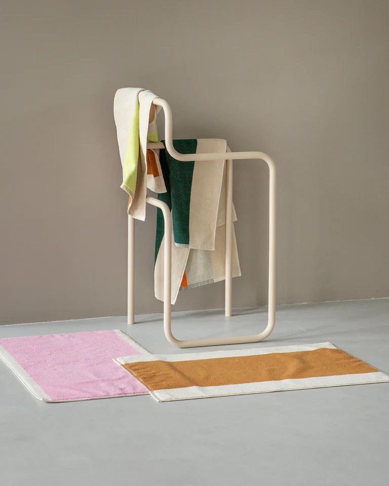 Suite702 Handtuch DARK GREEN ORANGE gestreift | 50x100cm