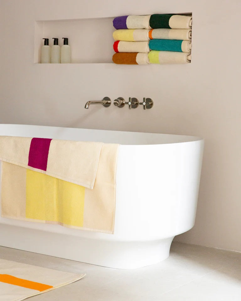 Suite702 Badetuch YELLOW FUCHSIA gestreift | 70x140cm