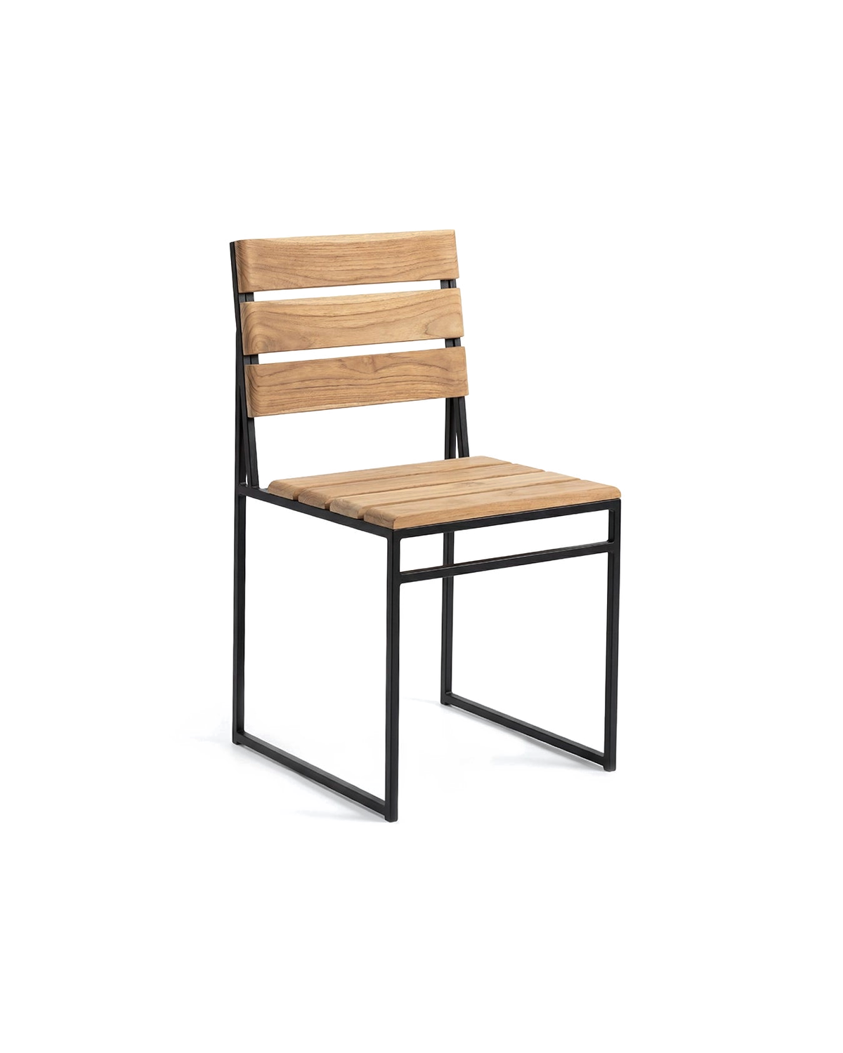 by Crea® Gartenstuhl EDITH Schwarzes Gestell & Teak