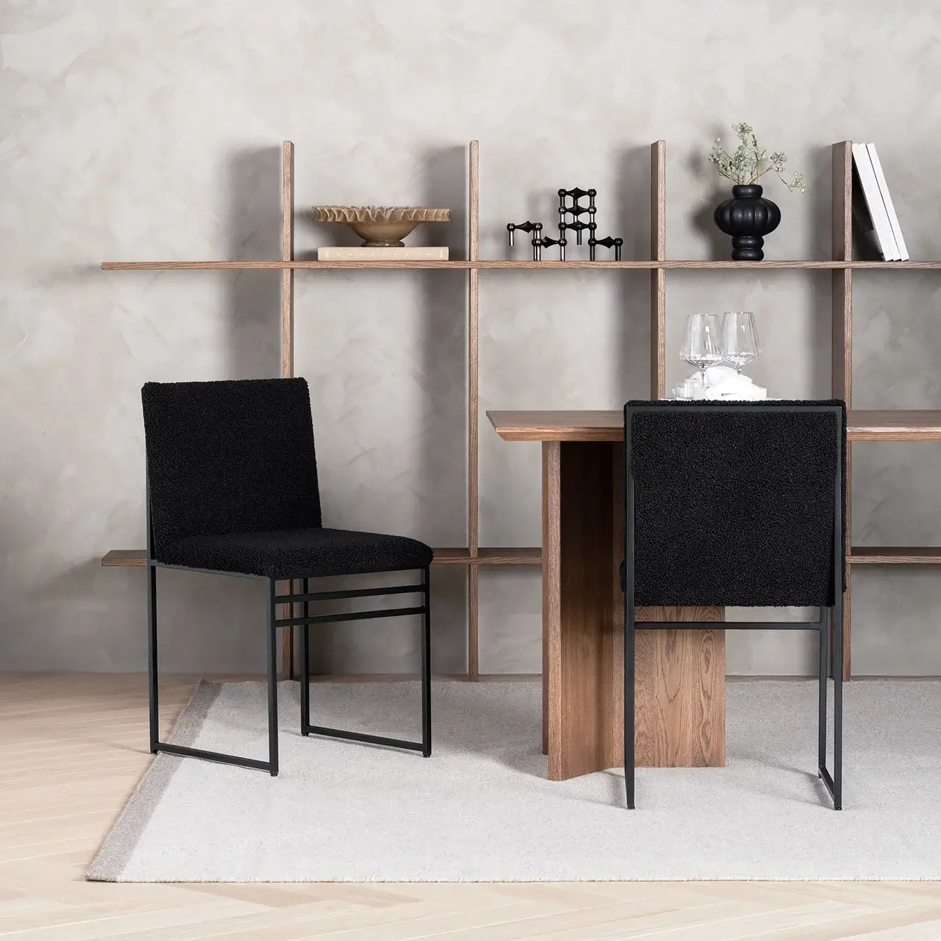 by Crea® Esszimmerstuhl ISABELL Bouclé Schwarz