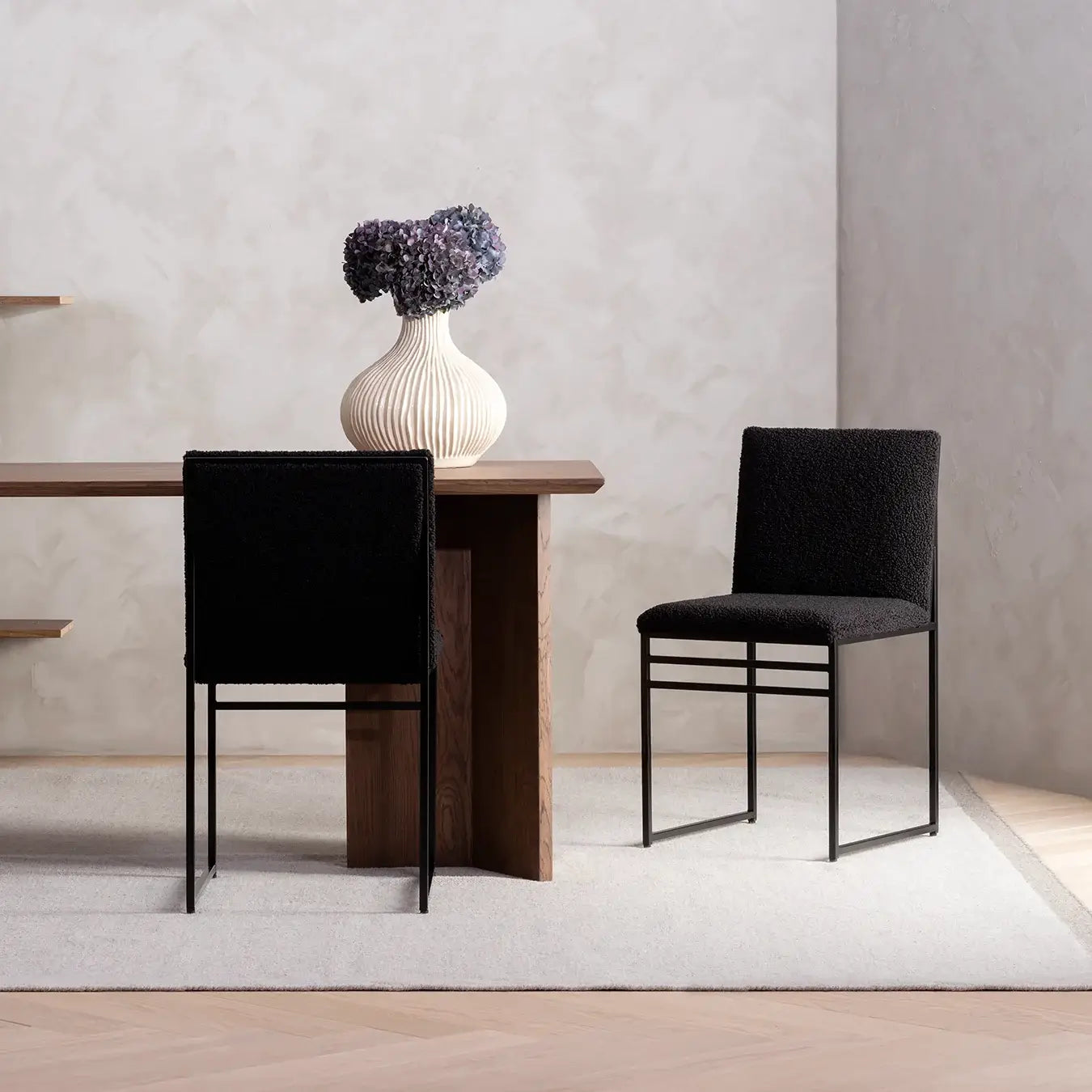 by Crea® Esszimmerstuhl ISABELL Bouclé Schwarz