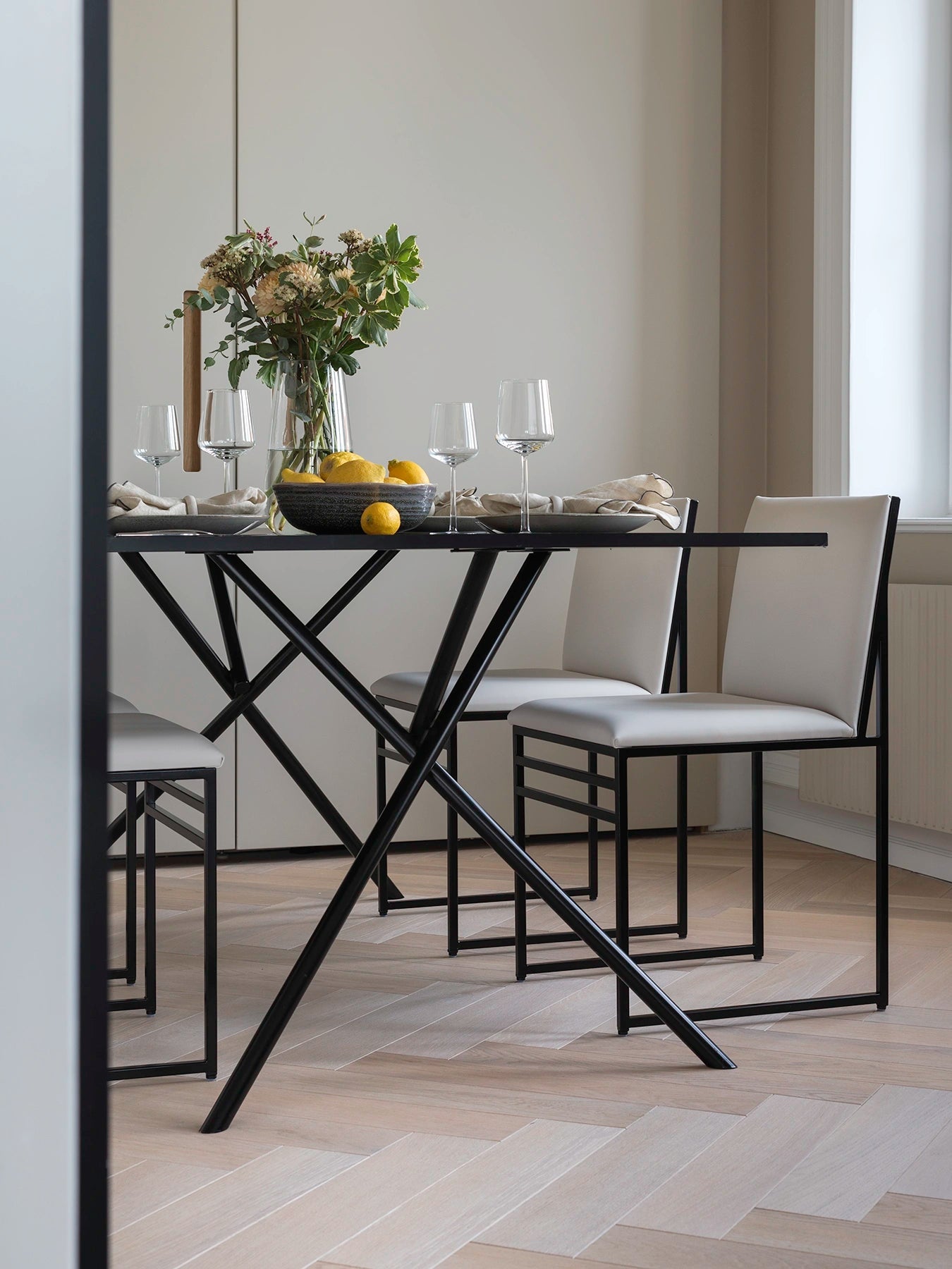 by Crea® Esszimmerstuhl ISABELL Leder Ivory