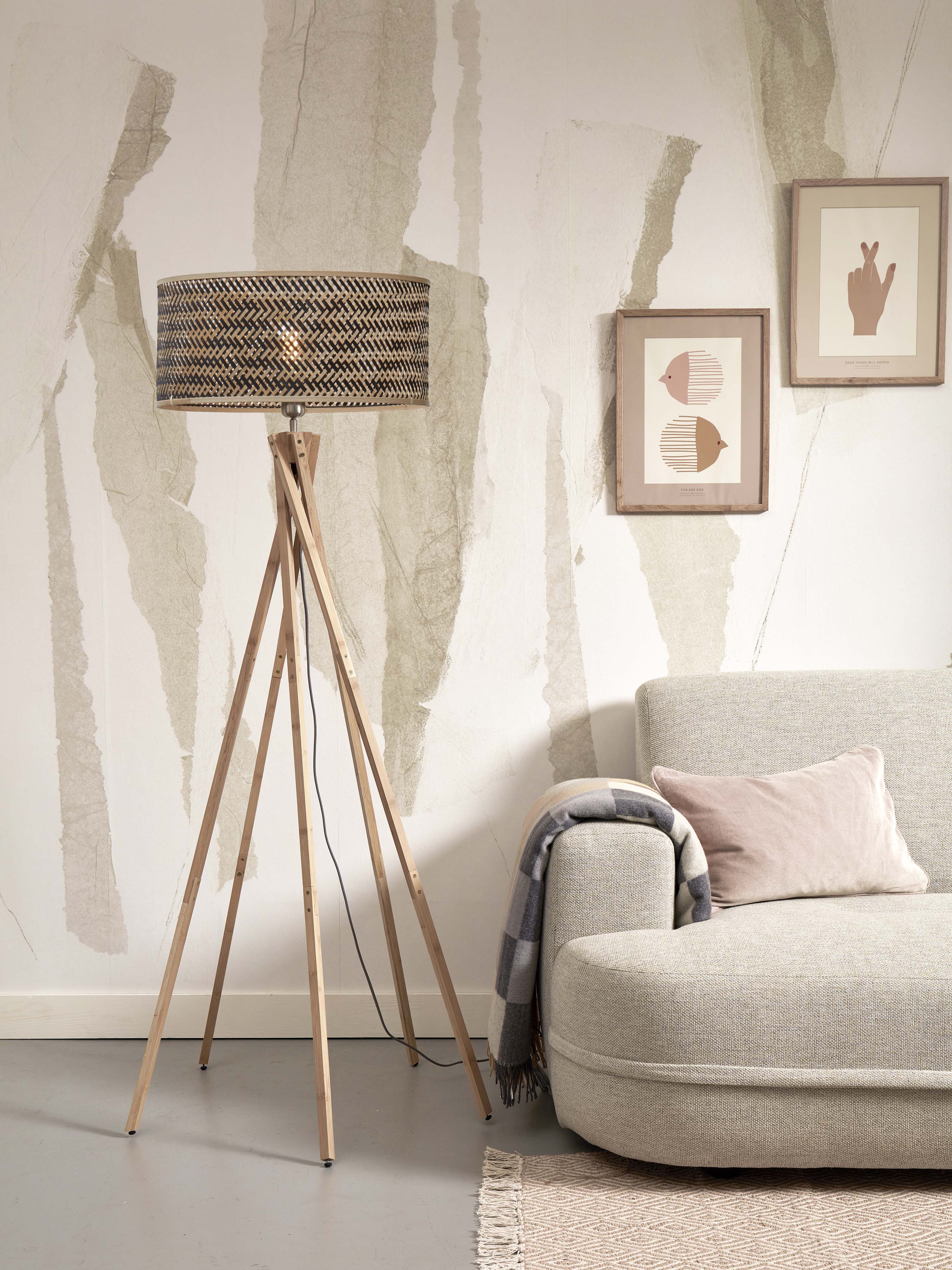Good&Mojo Stehlampe JAVA schwarz/braun | 53x53x146cm