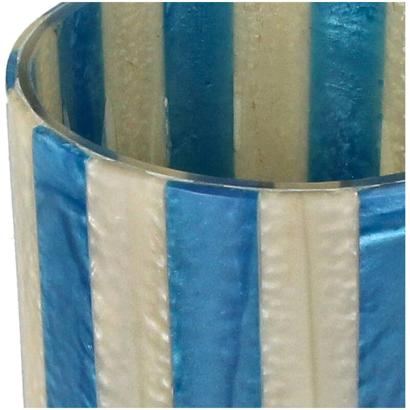 Kersten Kerzenhalter STRIPES blau creme | Ø10x12cm