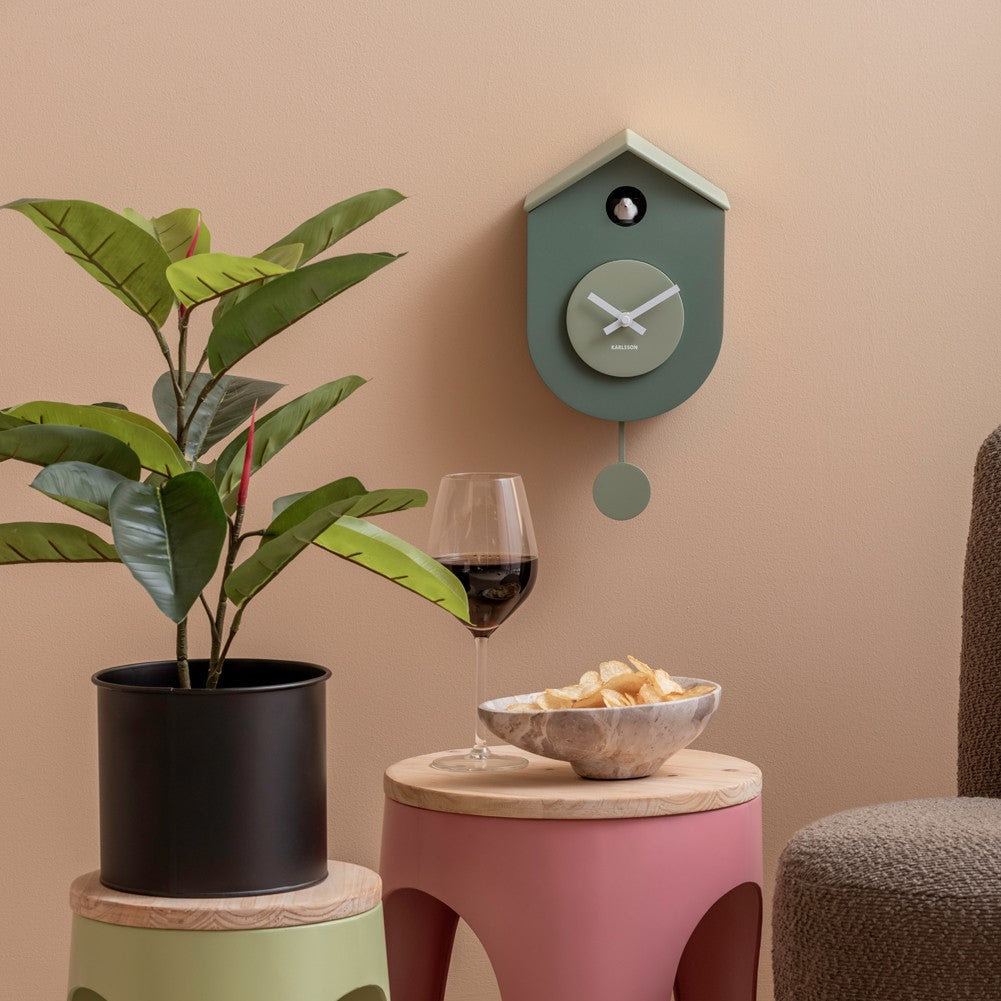 Karlsson Kuckucksuhr GRATO CUCKOO jungle green & grayed jade | 9x18x33