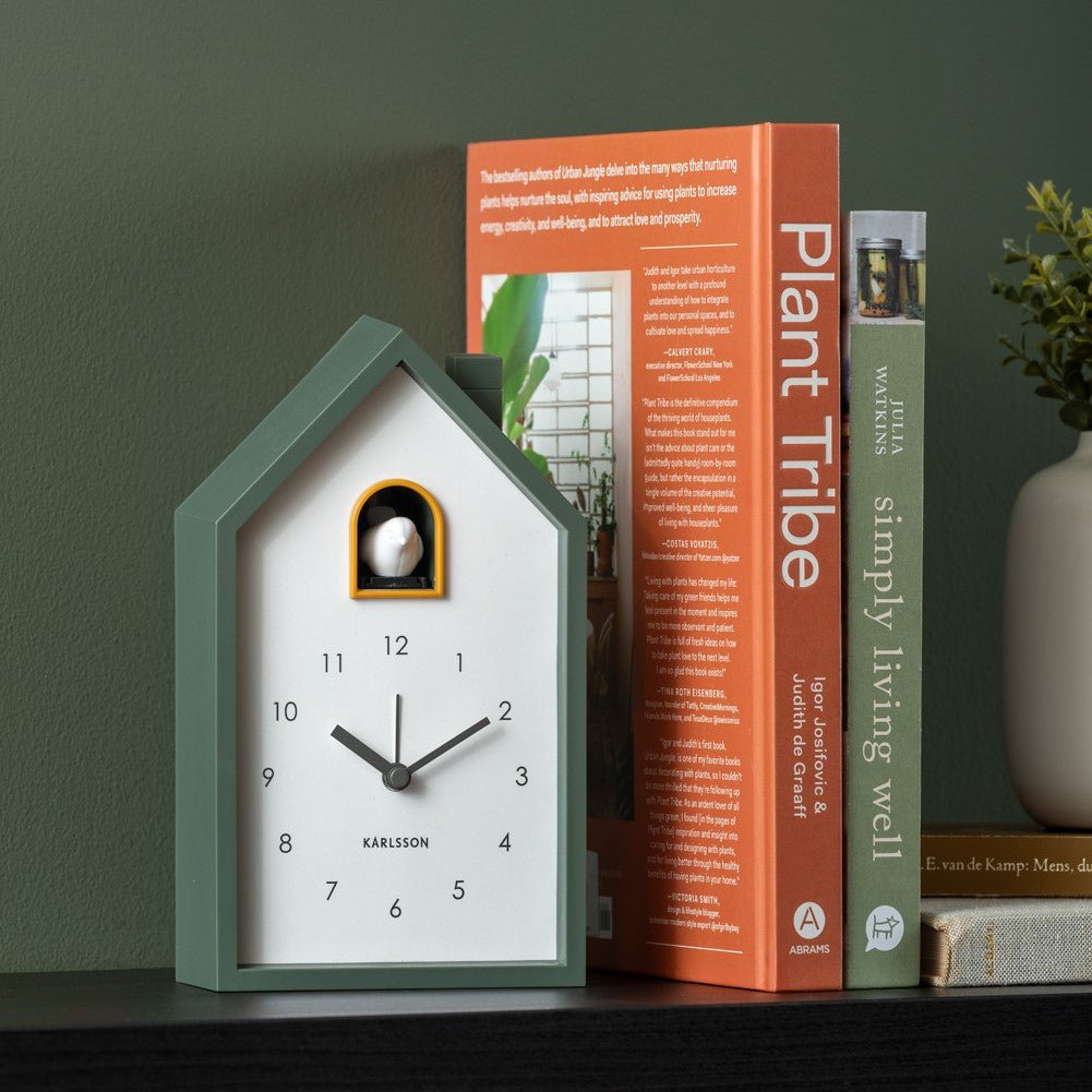 Karlsson Kuckucksuhr Wecker MODERN CUCKOO jungle green | 6x12x20 cm - Sir Henrys