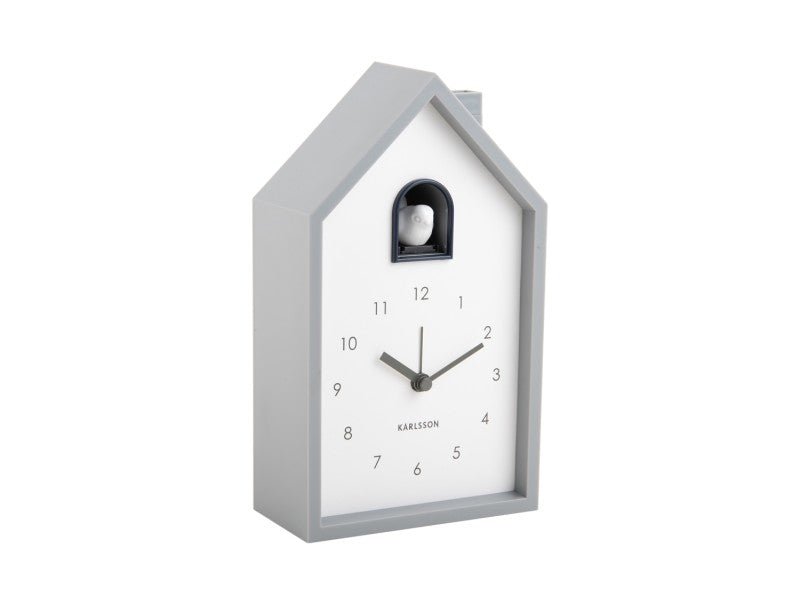 Karlsson Kuckucksuhr Wecker MODERN CUCKOO mouse grey | 6x12x20 cm - Sir Henrys
