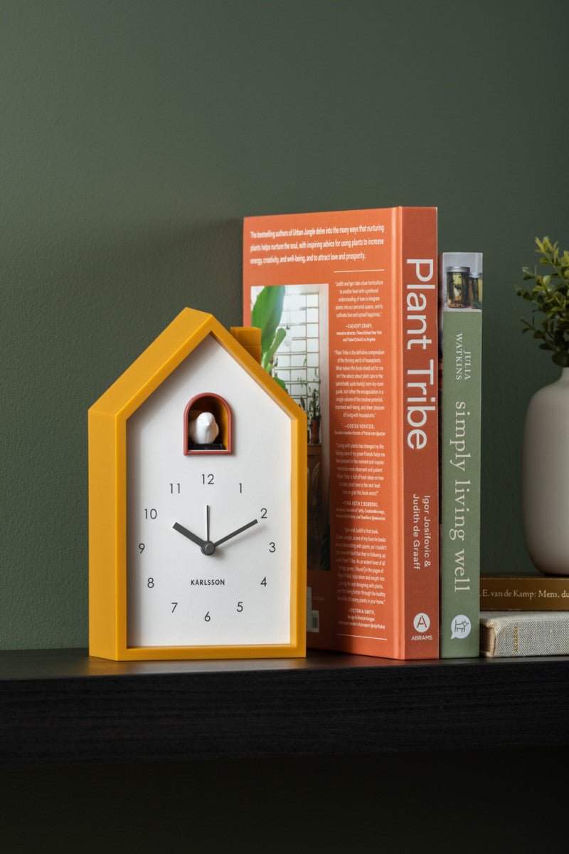 Karlsson Kuckucksuhr Wecker MODERN CUCKOO ochre yellow | 6x12x20 cm - Sir Henrys
