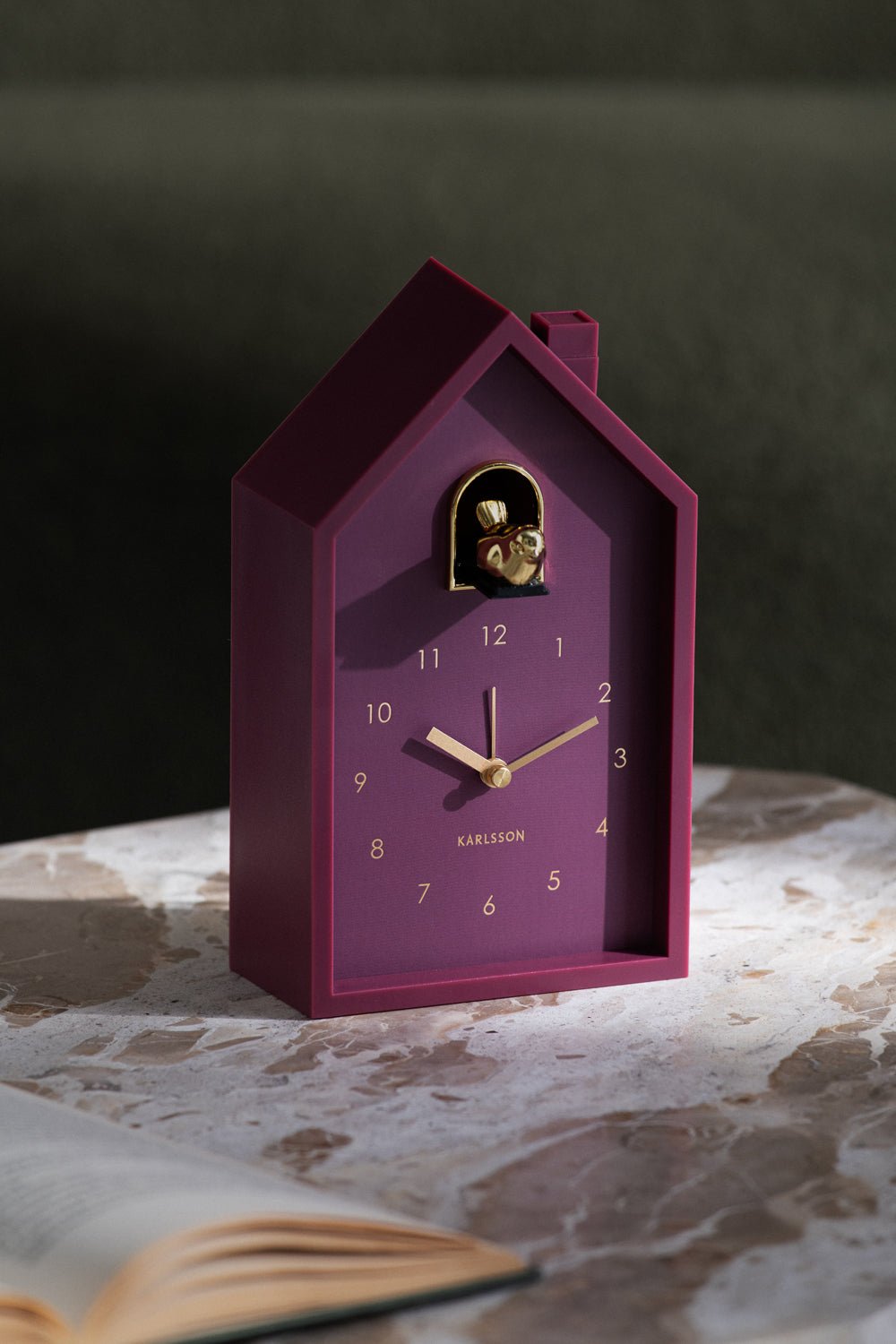 Karlsson Kuckucksuhr Wecker MODERN CUCKOO ORO dark mauve | 11,5x20cm - Sir Henrys
