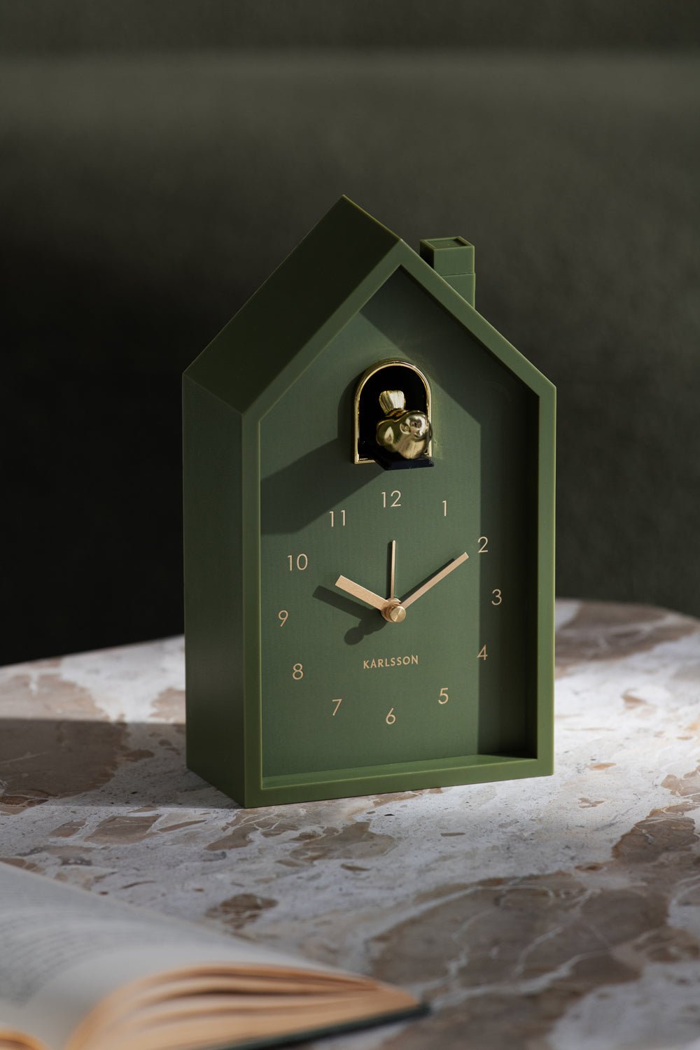 Karlsson Kuckucksuhr Wecker MODERN CUCKOO ORO luxury green | 11,5x20cm - Sir Henrys