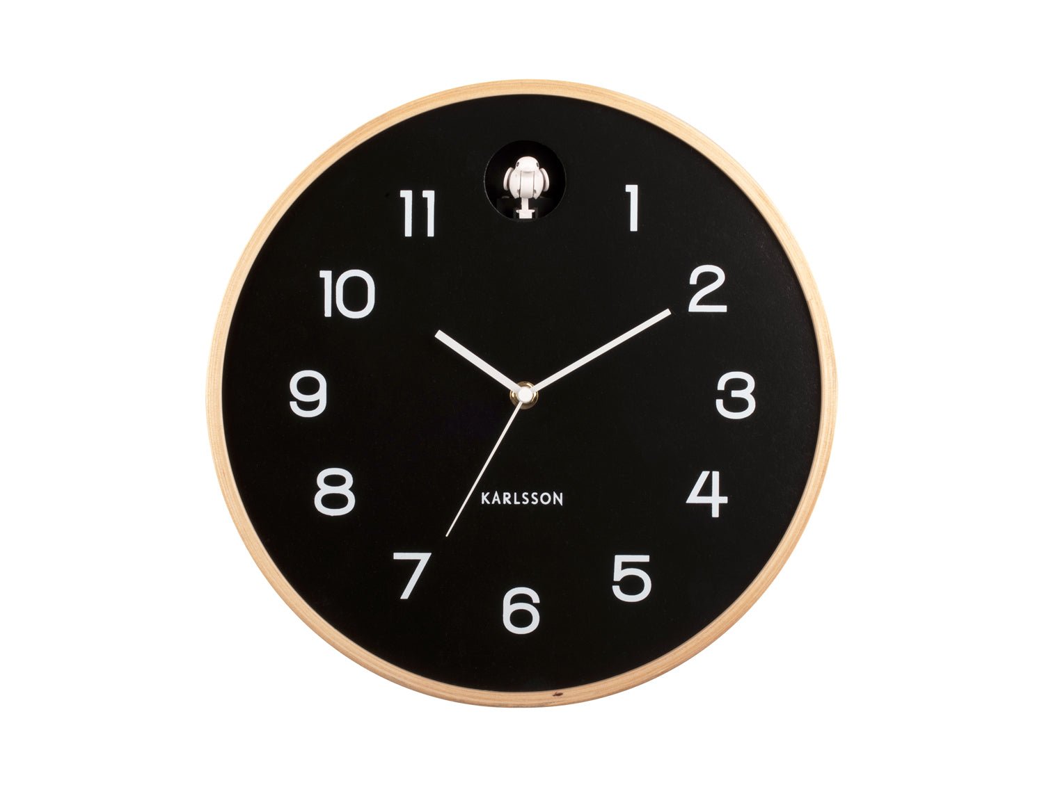 Karlsson Wanduhr NATURAL CUCKOO schwarz | Ø31,5x6cm - Sir Henrys