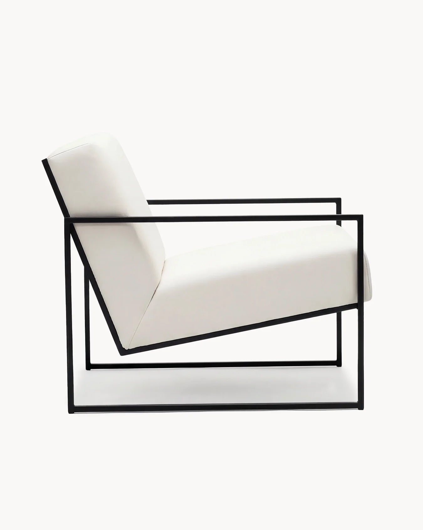 by Crea® Sessel KENT Schwarzer Rahmen Elfenbeinlederkissen