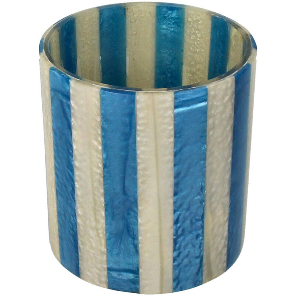 Kersten Kerzenhalter STRIPES blau creme | Ø10x12cm - Sir Henrys