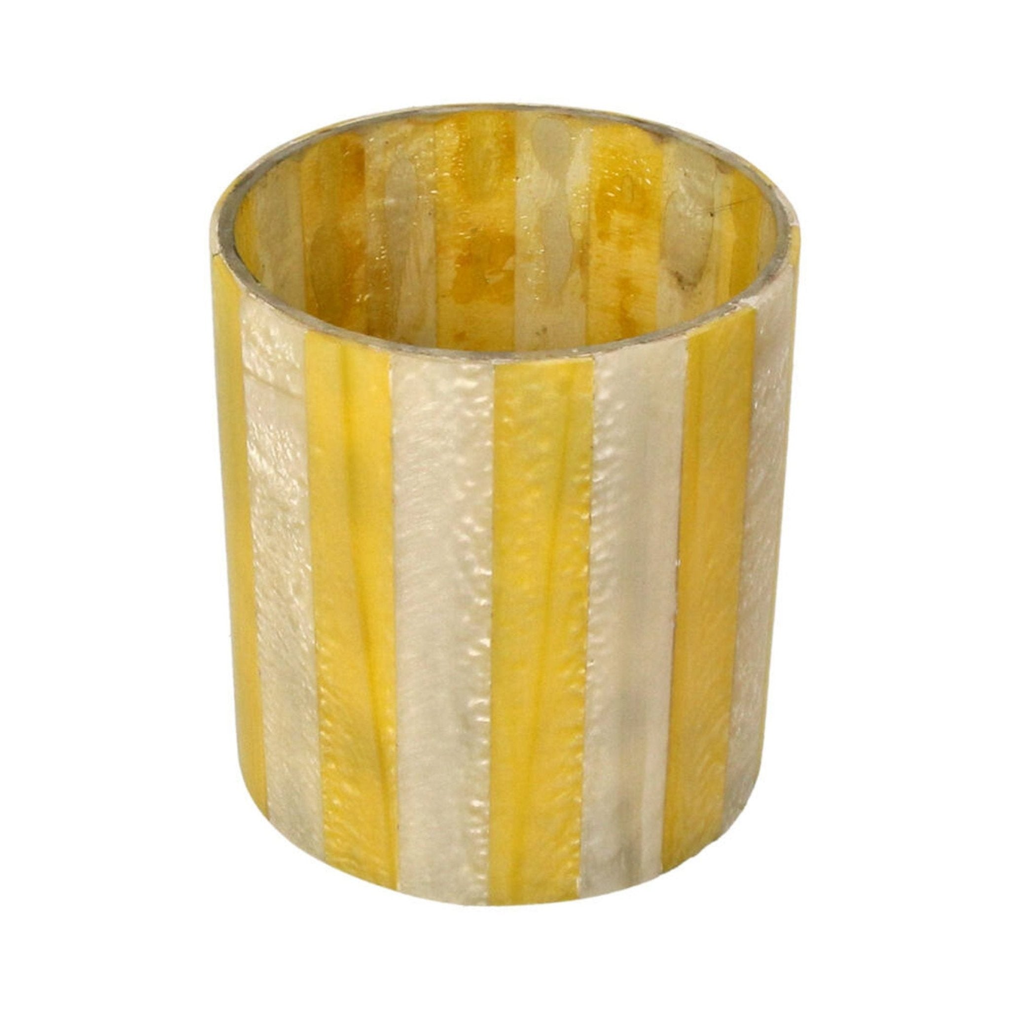 Kersten Kerzenhalter STRIPES gelb creme | Ø10x12cm - Sir Henrys