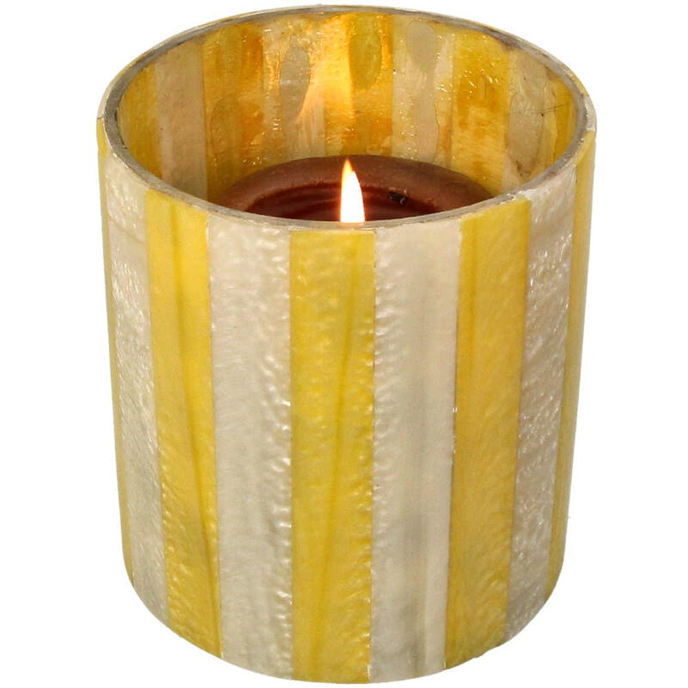 Kersten Kerzenhalter STRIPES gelb creme | Ø10x12cm - Sir Henrys