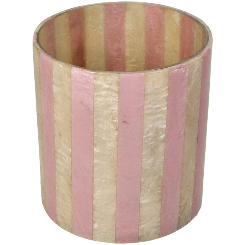 Kersten Kerzenhalter STRIPES rosa creme | Ø10x12cm
