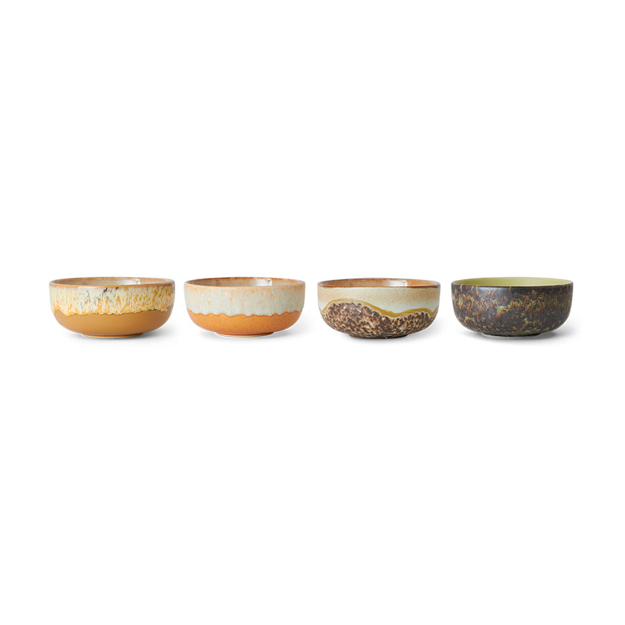 HKliving Tapas Bowls DRIFT 70's bunt 4er Set | Ø 11cm H 5cm