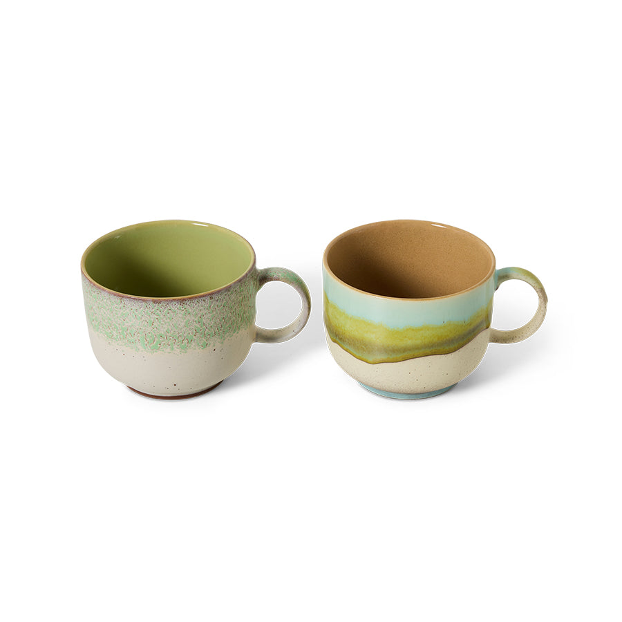 HKliving Tasse Teetasse NEO 70s Ceramics bunt 2er Set | 14,2x10,4x8,3cm