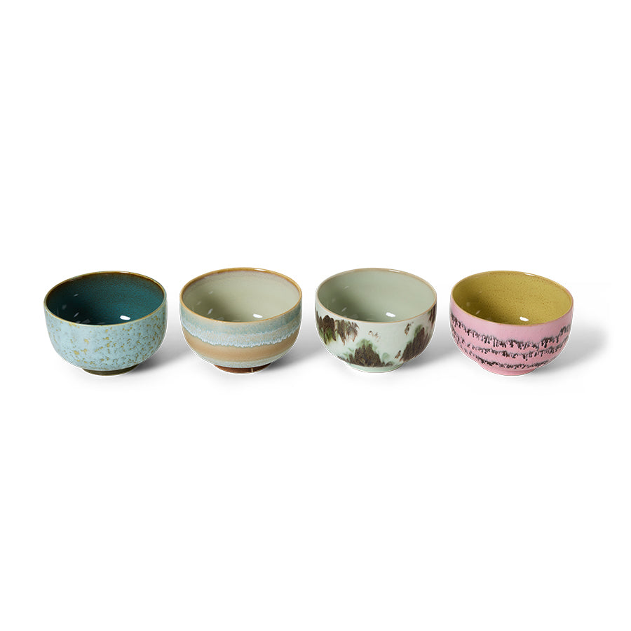 HKliving Noodle Bowls Schale DADA 70s Ceramics bunt 4er Set | Ø13,5x8cm